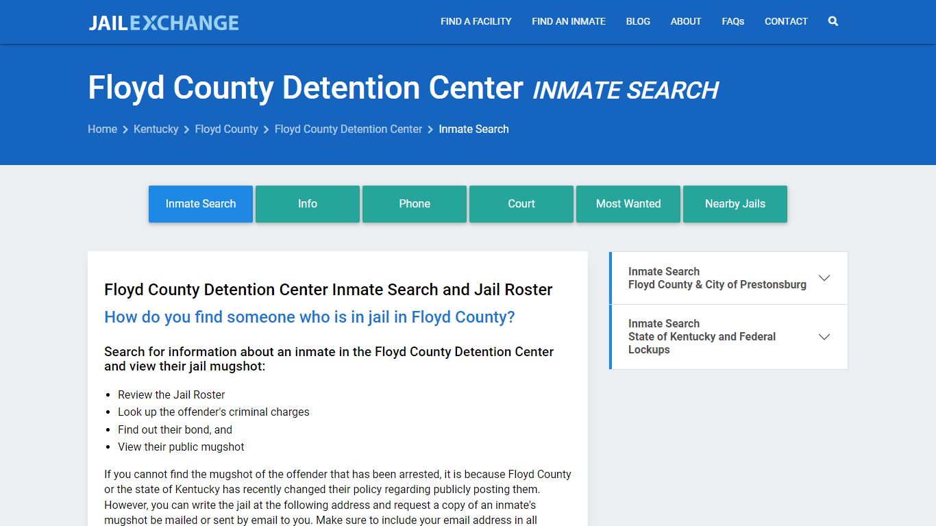 Floyd County Detention Center Inmate Search - Jail Exchange