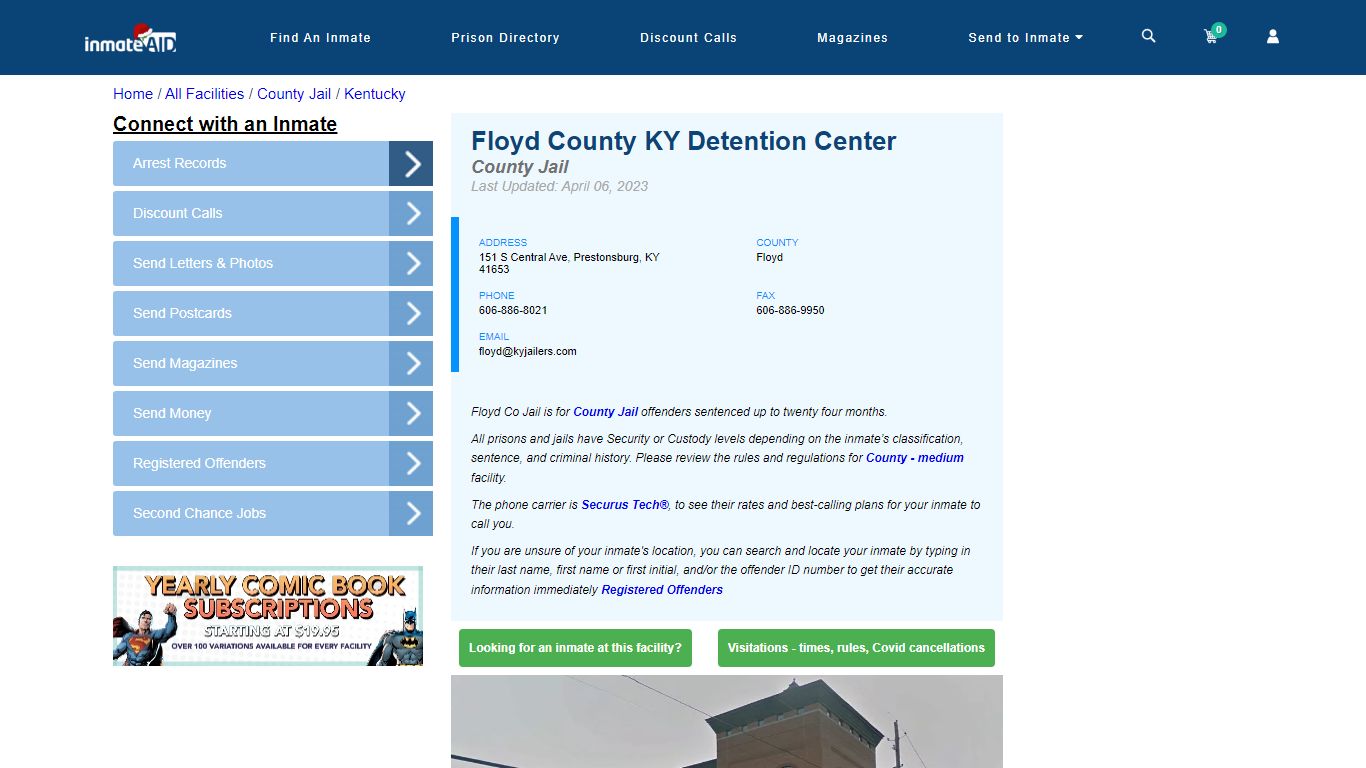 Floyd County KY Detention Center - Inmate Locator - Prestonsburg, KY